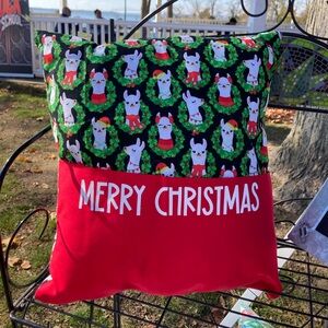 Llama with wreath pocket pillow-NEW-Handmade